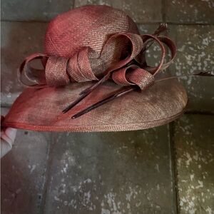 Topshop Brown Wide-Brimmed Hat with Artistic Flourish
